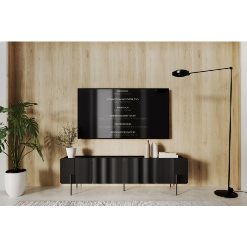 Szafka RTV Malmi 200 cm - czarny mat / czarne nóżki